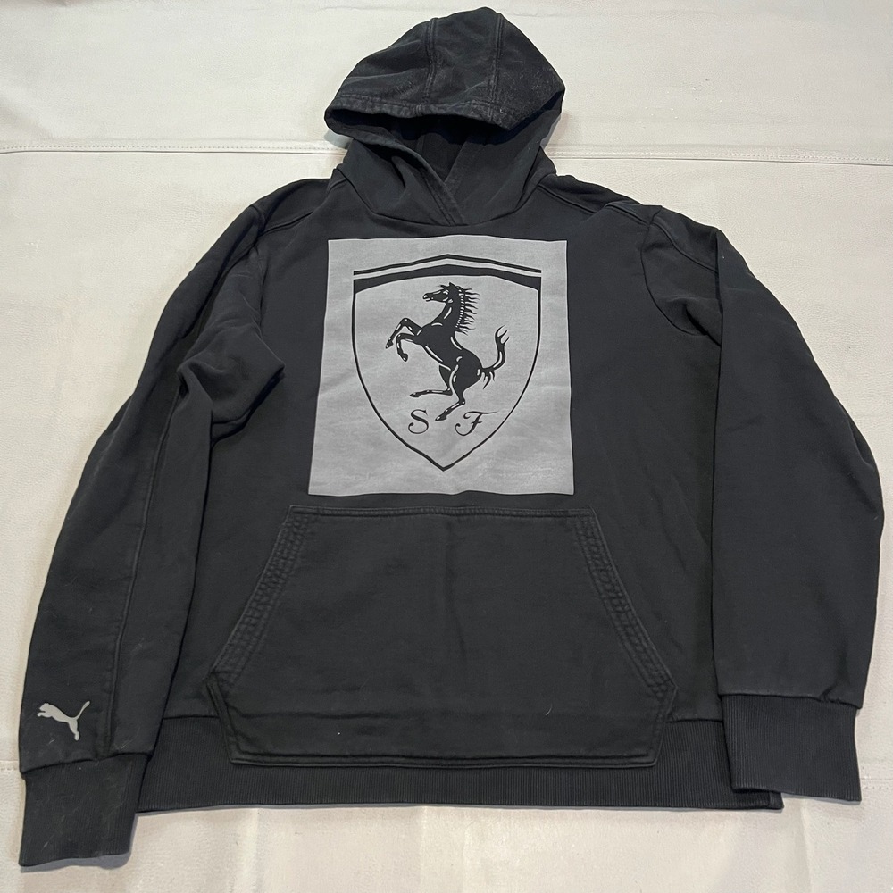 Puma Black & Gray Pullover Hoodie with Shield Logo
